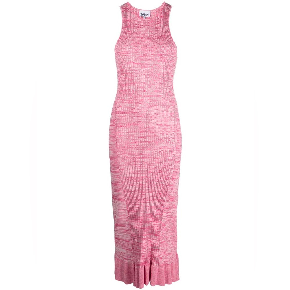 NWT Ganni Ribbed Melange Midi Dress